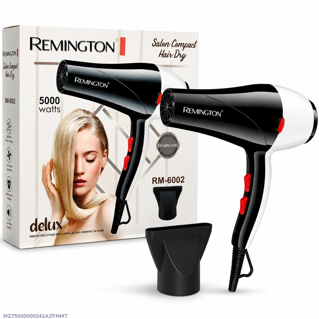 Remington Hair Dryer RM-6002 | 5000W Powerful Hair Dryer with Hot & Cool Air | 2 Speed Settings | Compact Salon Hair Styling Dryer
