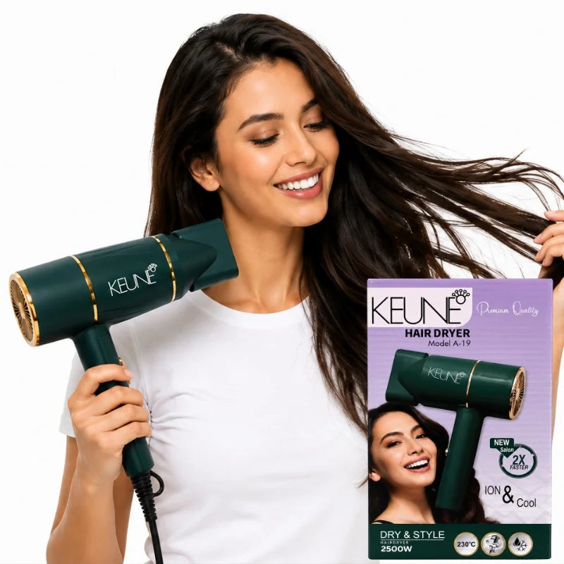 KEUNE A-19 Hair Dryer | 2500W Professional Salon Hair Dryer | 2X Faster Drying | Hot & Cold Air | Ionic Hair Care