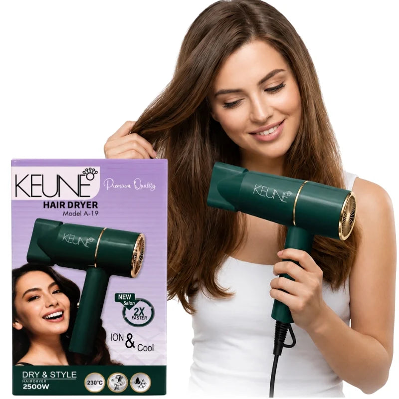 KEUNE A-19 Hair Dryer | 2500W Professional Salon Hair Dryer | 2X Faster Drying | Hot & Cold Air | Ionic Hair Care