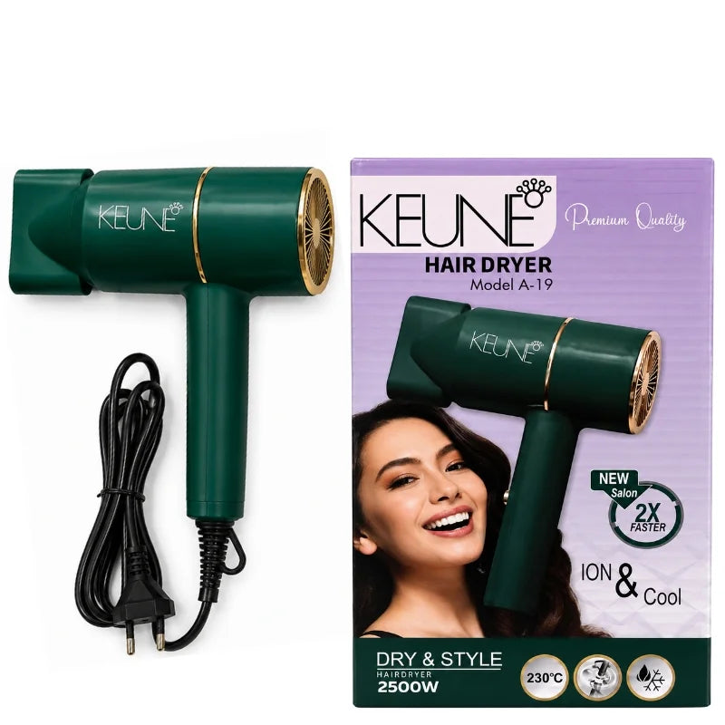 KEUNE A-19 Hair Dryer | 2500W Professional Salon Hair Dryer | 2X Faster Drying | Hot & Cold Air | Ionic Hair Care