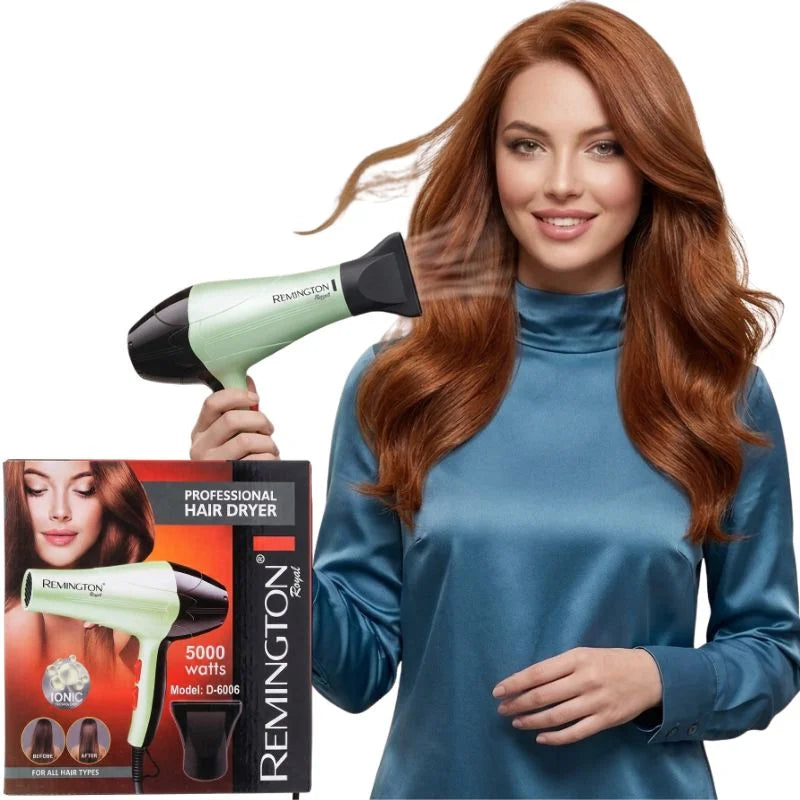 Remington Professional Hair Dryer | Model D-6006  | Ionic Technology | Multiple Heat & Speed Settings | Cool Shot | Concentrator & Diffuser | 5000W