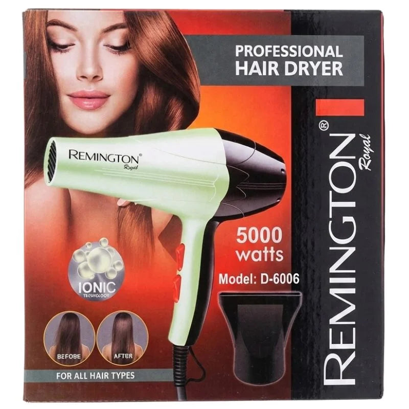 Remington Professional Hair Dryer | Model D-6006  | Ionic Technology | Multiple Heat & Speed Settings | Cool Shot | Concentrator & Diffuser | 5000W
